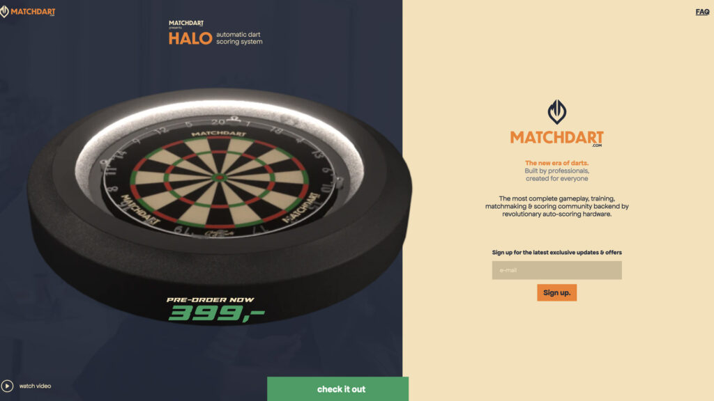 Screenshot van Matchdart Halo website